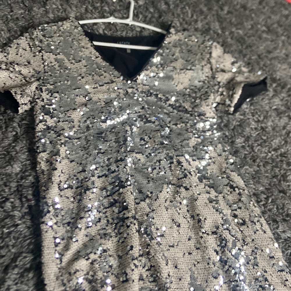1.State reversible sequin dress